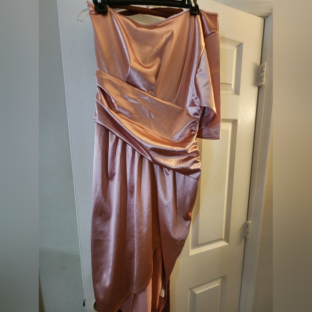 Elegant Pink Satin Dress